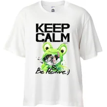 Футболка Oversize з Бостон-тер'єром Ceep calm & be positive