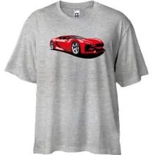 Футболка Oversize з червоним спорткаром