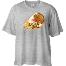 Футболка Oversize з палаючим баскетбольним м'ячем Basketball