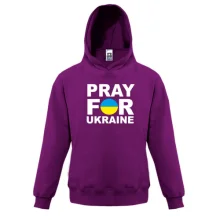 Дитяча толстовка з написом «Pray for Ukraine» у синьо-жовтому колі