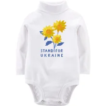 Дитяче боді з довгим рукавом Stand For Ukraine (піксельні квіти)