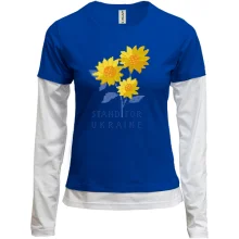 Комбинированный лонгслив Stand For Ukraine (пиксельные цветы)