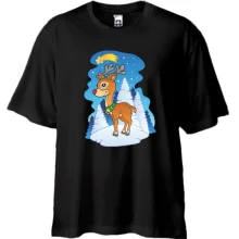 Футболка Oversize с оленем на сугробе