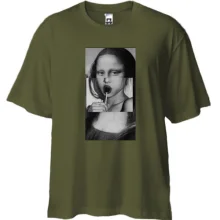 Футболка Oversize с Джокондой и леденцом