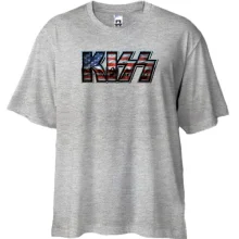 Футболка Oversize KISS на американском флаге
