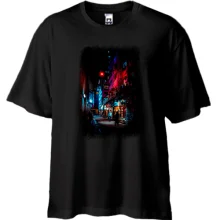 Футболка Oversize с ночной улицей