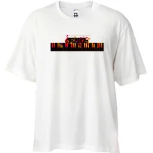 Футболка Oversize с пианино и цветными нотами