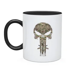 Чашка с камуфляжным черепом Punisher и автоматами
