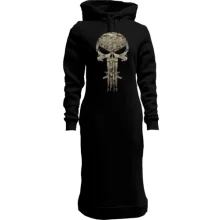 Худи платье с камуфляжным черепом Punisher и автоматами