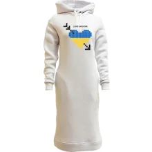 Худи платье Love Ukraine (желто-синее пиксельное сердце)