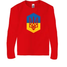 Детский лонгслив с Тризубом на фоне флага
