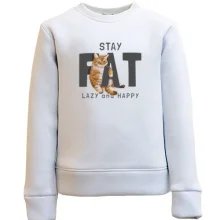 Детский свитшот с котиком "Fat Lazy and Happy"
