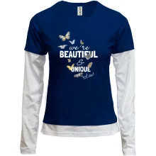 Комбинированный лонгслив с бабочками "Beautiful"