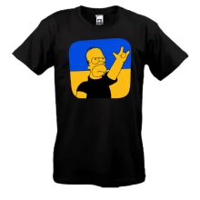 Футболка Гомер на фоні українського прапора