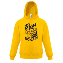 Детская толстовка с бодибилдером «No pain no gain»
