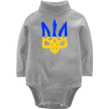 Детское боди с длинным рукавом с тризубом в цвете украинского флага