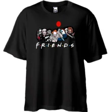 Футболка oversize із персонажами хорорів та написом «FRIENDS»