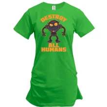 Подовжена футболка з роботом "Destroy all humans"