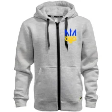 Худи на молнии с тризубом в цвете украинского флага