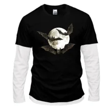 Комбинированный лонгслив с летучими мышами и луной