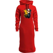 Худи платье "Ash ketchum and pikachu"