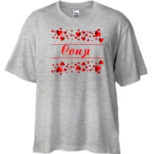 Футболка Oversize с сердечками и именем 