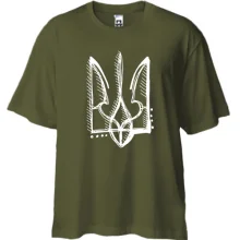Футболка Oversize с тризубом со штрихами
