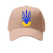 Кепка с синим тризубом, золотыми ветвями и подсолнухом