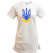 Туніка із синім тризубом, золотими гілками та соняшником