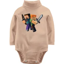 Детское боди с длинным рукавом Minecraft со Стивом и Алекс