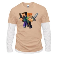 Комбинированный лонгслив Minecraft со Стивом и Алекс