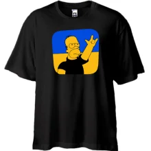 Футболка Oversize Гомер на фоні українського прапора