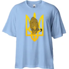Футболка Oversize с гепардом на фоне тризуба