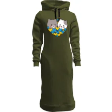Худі сукня із закоханими котиками (жовто-блакитні)