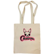 Сумка шоппер с чихуахуа и розовой надписью «CHIHUAHUA»