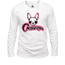 Лонгслив с чихуахуа и розовой надписью «CHIHUAHUA»