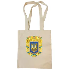 Сумка шопер з великим гербом України, колоссям і калиною