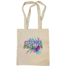 Сумка шопер з написом ALOHA, гібіскусом і метеликом