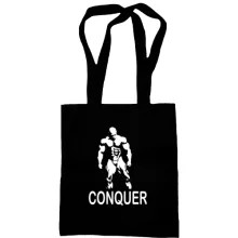 Сумка шоппер с бодибилдером и надписью «Conquer»
