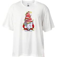 Футболка Oversize Новогодний гном в гирлянде