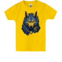 Детская футболка с желто-синим мифическим волком