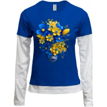 Комбінований лонгслів Жовто-синій квітковий букет (2)