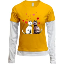 Комбинированный лонгслив с влюбленными котиками (2)