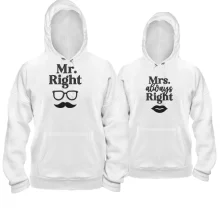 Парные толстовки Mr Right - Mrs always Right - (Вышивка)
