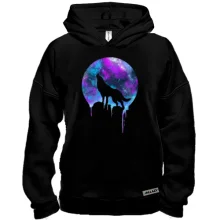 Худи BASE с волком воющим на космос