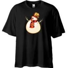 Футболка Oversize з золотим снеговиком