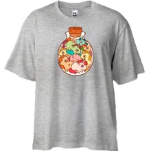 Футболка Oversize с единорогами в банке