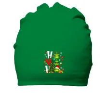 Хлопковая шапка с рождественскими гринчами "Ho Ho Ho"