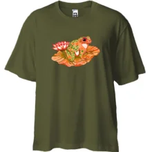Футболка Oversize с лягушкой и лотосом