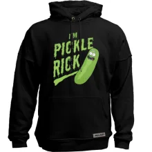 Худи без начеса с крупной зелёной надписью «I'm Pickle Rick»